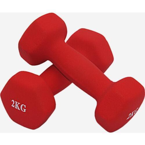 2*2kg/pcs Hexagonal Frosted Dumbbells Plastic dip in Dumbbell Fitness Dumb-bells special for Women AEROBICS Lose weight