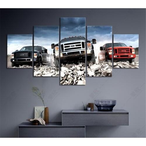 HD Wall Art Modular Pictures Canvas Printed 5 Panel Luxury Cars Poster Pickup Trucks Wall Painting Vintage Room Decor