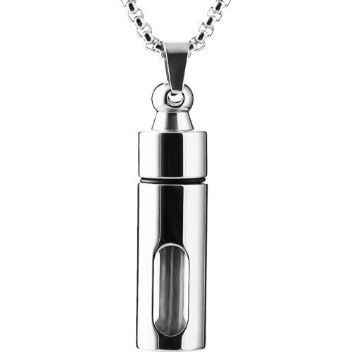 HZMAN Stainless Steel Glass Container Tube Urn Keepsake Cremation Ashes Memorial Pendant Necklace