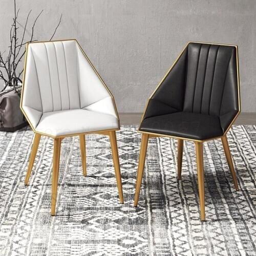 Ins Light Luxury Leather Art Dining Chair European Modern Simple Back Chair Restaurant Coffee Shop Upholstery Cushion Dining