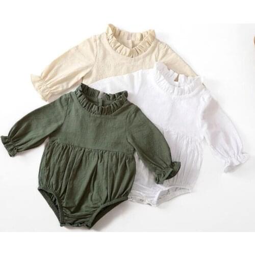 Newborn Baby Boy Girl Rompers Baby Girl Long Sleeve Pure Color Rompers New 2021 Autumn Spring Baby Boy Girl Rompers Clothes