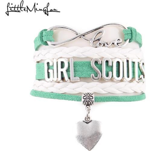 Little Minglou Infinity Love Girl Scouts bracelet heart charm GS Leader girl wrap bracelets & bangles for children jewelry