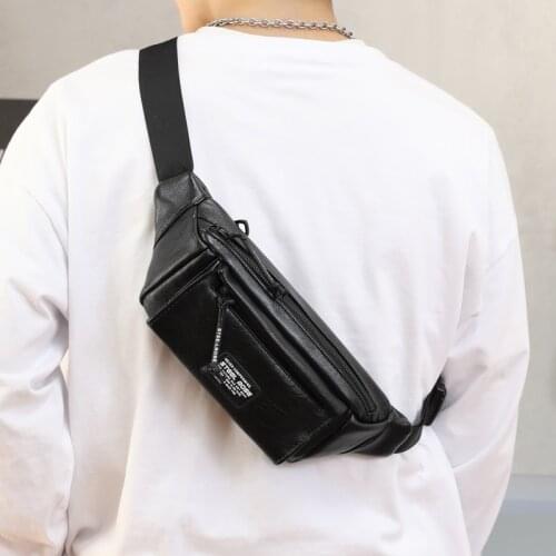 Fashion PU Leather Designer Fanny Pack Solid Zipper Mens Chest Shoulder Messenger Crossbody Bags Bolso Hombre Sacoche Homme