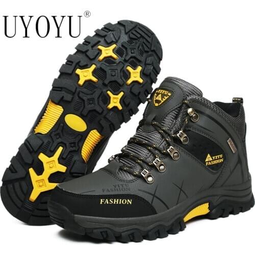 Brand Men Winter Snow Boots Waterproof Leather Sneakers Super Warm Mens Boots Outdoor Male Hiking Boots Work Shoes Size 39-47