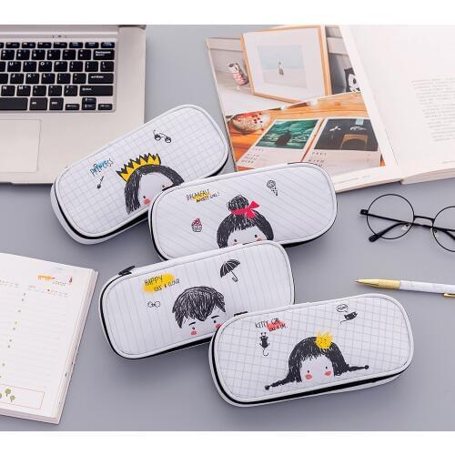 Creative cartoon boy girl multi-function pencil case cute Oxford cloth flip pencil bag Pen box for school stationery storage bag