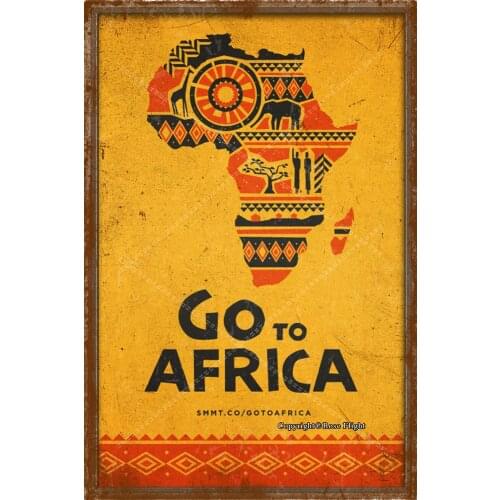 Go to Africa Art Tin Signs vintage displate retro metal plaques Iron Painting Poster