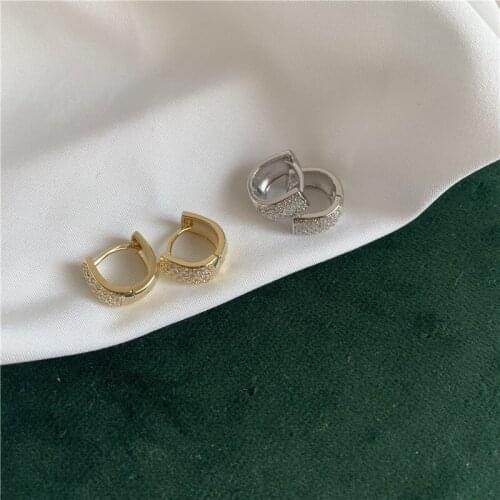 Orgin Summer Exquisite CZ Zirconia Semicircle Hoop Earings for Women Temperament Gold Silver Color Earings Jewelry Accessories