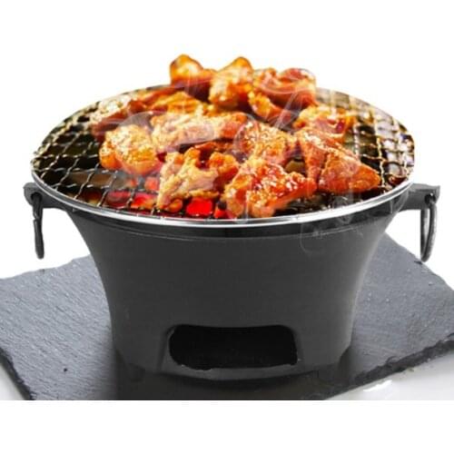 Portable cast iron charcoal barbecue grill table BBQ home outdoor barbecue stove heating brazier Oil burner 037-4