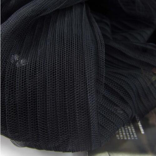 10Metres 1.5M Wide Black Color Transparent Pleated Mesh Fabric Pettiskirt Wedding Pleated Ruffle Crumpled Net Lace Fabrics