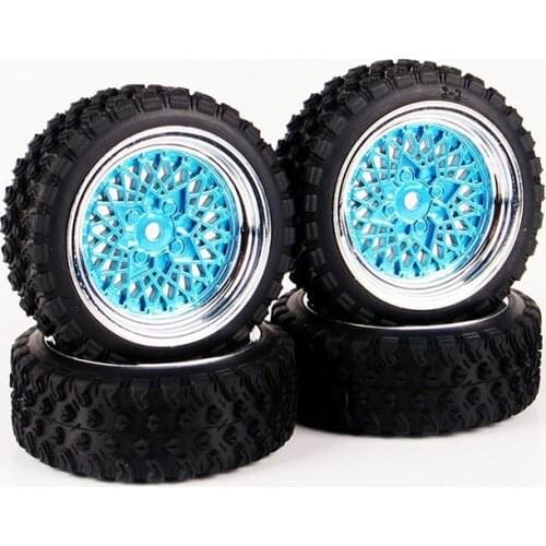 RC 4Pcs 1/10 Rally Tires Model with Wheel Rim 12mm Hex Fit 1:10 Off Road Model Car Rubber Tyres Accessories