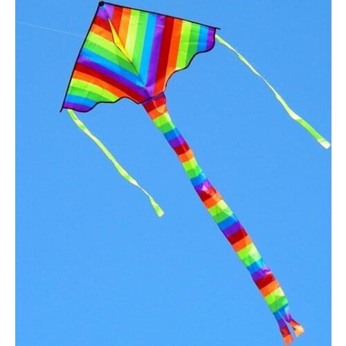 Rainbow Long Tail Triangle Flying Kite with 50m Handle Line Children Kids Outdoor Sport Toy Parent-Child Interactive Game Toys