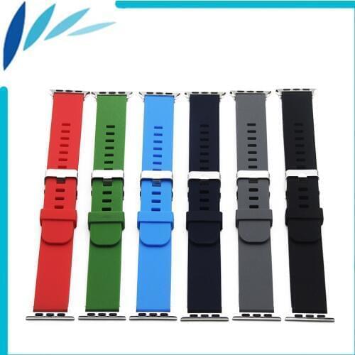 Silicone Rubber Watchband for iWatch Apple Watch / Sport / Edittion 38mm 42mm Strap Band Loop Wrist Belt Bracelet Black Blue