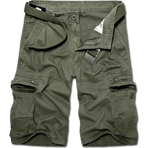 Shorts Men Casual Solid Color Breathable Multi Pockets Short Cargo Pants Beach Shorts