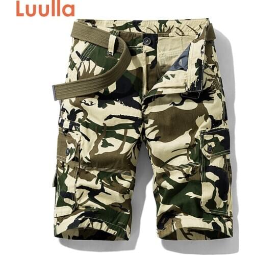 Luulla Mens Summer New Classic Vintage Camouflage Cotton Cargo Shorts Men Military Casual Fashion Loose Fit Cargo Shorts Men