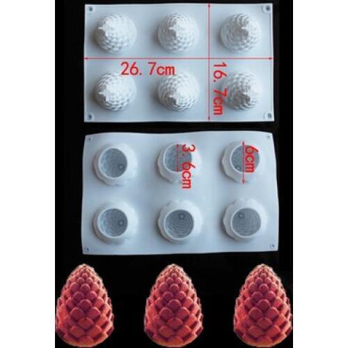 3D Silicone Molds 6 Holes Pinecones Shape Baking Tools For Cakes Mousse Ice Cream Decoration Bakeware Accessories