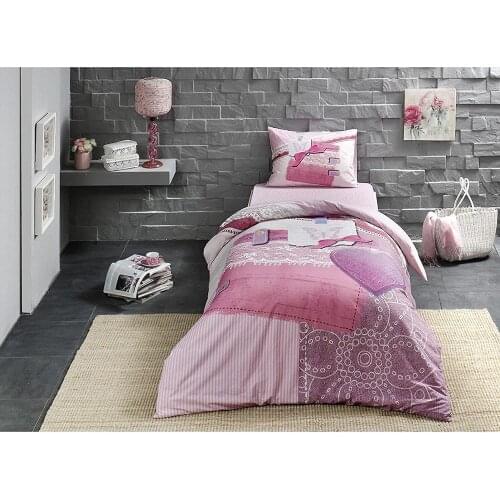 TAC Sherly Pink Ranforce%100 Cotton Bedding Set Product Quilt Duvet Cover Set Pillow Case Fitted Sheet Linens
