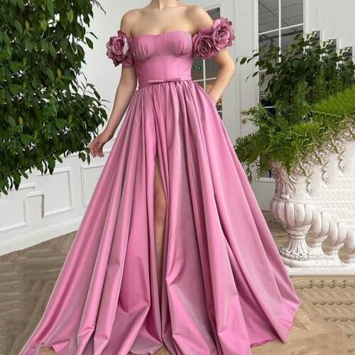 Eightree Vintage Long Prom Dresses 2021 Cap Sleeve Flowers Formal Evening Party Gowns Women Split Side Vestidos Festa