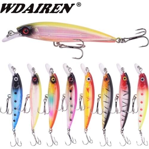 WDAIREN Floating Minnow Fishing Lures 9cm 7.5g Laser Plastic Hard Wobbler Crankbait Tackle Artificial Bait For Trout Bass Pike