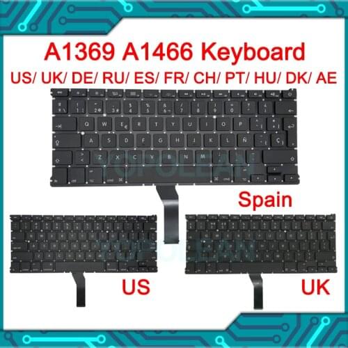 New Replcement Keyboard US UK Russian Spain French German Switzerland Layout For Macbook Air 13" A1369 A1466 2011-2017 years