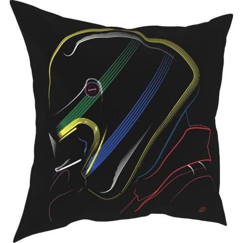 Ayrton Senna Helmet Pillowcase Printed Polyester Cushion Cover Gift Throw Pillow Case Cover Home Square 18