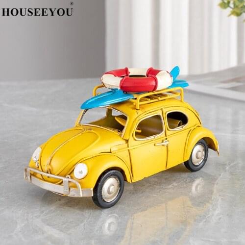 Iron Vintage Handicraft Car Model Home Office Craft Decor Adornment Creative Pure Handmade Desktop Ornaments Decoration