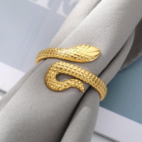 Vintage Snake Rings For Women Stainless Steel Gold Punk Snake Animal Adjustable Finger Ring Party Jewelry Gift Bijoux Femme