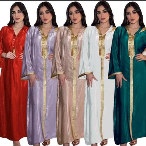 Dubai Champagne Hooded Lace Suede Gown Muslim Robe Female Abaya abaya turkey abaya dubai turkey muslim hijab dress
