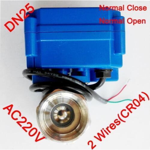 1" Miniature Electric valve 2 wires (CR04), AC220V motorized valve SS304, DN25 electric actuated valve normal open, normalclose