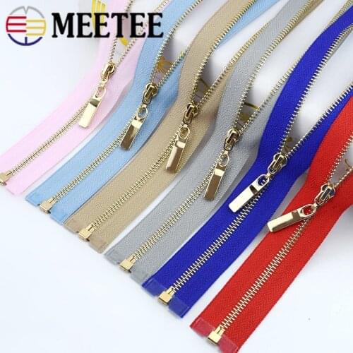 2pcs Meetee 3# Metal Open End Zippers 40/70cm Gold Teeth Long Zip Closure for Sewing Bags Down Jacket Skirt Clothing Accessories