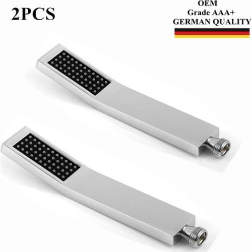 2PCS Square Shower Head Hand Held Pressurize Solid Brass Chrome Plated Water Saving Copper Handheld Sprayer OEM Grade AAA