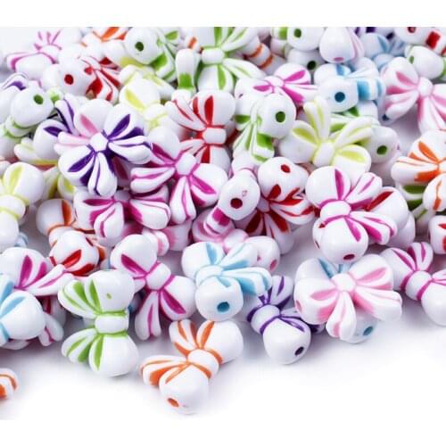 30/60Pcs New Acrylic Beads Cute Bow Loose Beads for DIY Handmade Beads Crafts Jewelry Necklace Bracelet Acceosries