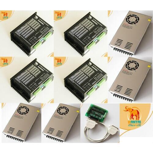 4 pC DQ860MA drivers,7.8A/80VDC,256 Microstep & 4 pcs 350W,60VDC power suppliers+ 1 pc breakout board& cable CNC 3D Printer