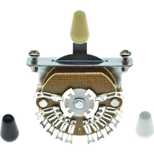 Dopro 5-Position Super Switch Pickup Selector Super Switch 4-Pole Double Wafer for Strat/Nashville Tele Black/Ivory/White Tips