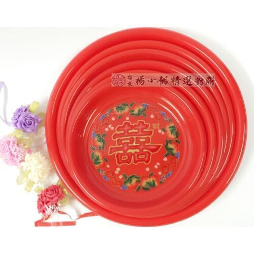 5PC SET happiness plastic double happiness red tray religious Buddhism offering worship god prayer fruit statues Home wedding
