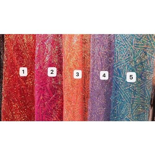 5 yards Embroidery Mesh Lace Fabric shinning sequins lace fabric SYJ-119512 For fashion dress