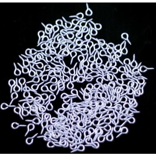 Screw Eye Bail Beads Top Drilled Hooks Eyelets Peg Threaded Clasps Silver Plated Fashion Jewelry Findings Charms 8x4mm 500Pcs