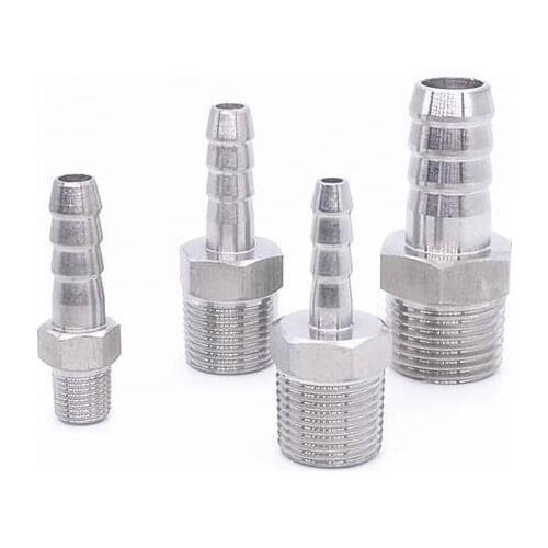 6mm 8mm 10mm 12mm 14mm 16mm 19mm Hose Barb x M10 M12 M14 M16 M18 M20 Male Thread 304 Stainless Steel High Pressure Pipe Fitting