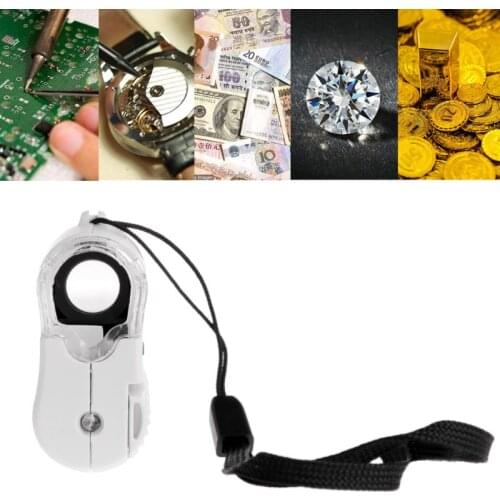 60X LED UV Microsope Antique Jewelry Money Detector Magnifier with UV LED Light