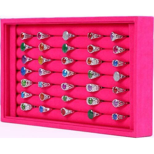 Velvet Suede Ring Earrings Organizer Ear Studs Jewelry Display Stand Holder Rack Showcase Plate Fashion Jewelry Box Case Casket