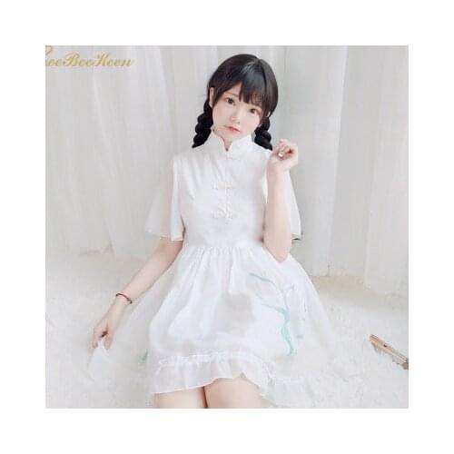 White/Black Lolita Dress Girls Cosplay Costume Adult Traditiona Buckle Republic of China Dress Cute Girl Chinese Hanfu For Women