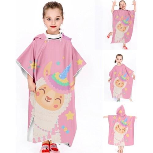 Kids Quick Drying Swimming Towel Microfiber Fabric Bath Towels Beach Towel Changing Bathrobe Cloaks Hooded Pool Bath Towels