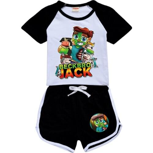 Kids Summer Clothes Set Girls Boys Beckbro Sports Tracksuit Children Shorts Sleeve Tshirt Pants Outfit Cartoon Pyjamas Clothing