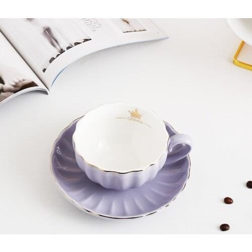 European Pumpkin Ceramic Coffee Cup Set Afternoon Flower Tea Black Tea Mug Plate Gold Lovers And Friends Christmas Gift