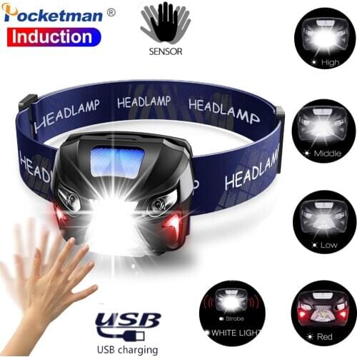8000LM Powerful Body Motion Sensor Headlamp USB Rechargeable LED Headlight Camping Fishing Hunting Waterproof Head Flashlight