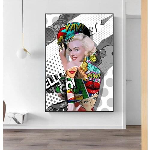 Graffiti Art Cartoon Sexy Beautiful Woman Canvas Paintings Cute Street Art Posters and Prints Wall Art Pictures for Home Decor