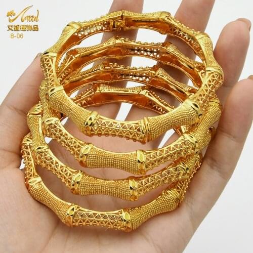 Bangles For Women Indian 24k Gold Plated Jewelry Dubai African Jewelries Bracelets Ethiopian Luxury Designer Bangle Wholesale