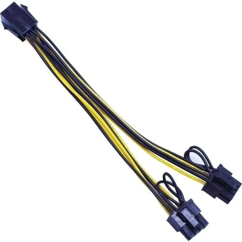 18cm 6 Pin Female To Dual 8 Pin Male ATX Motherboard Power Supply Adaptor Cable Video Card Cord Wire