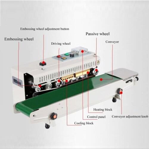 Commercial Horizontal Continuous Sealing Machine Plastic Bag Package Machine Automatic Sealer 500W