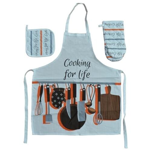 Belnido Home Kitchen Printed Cotton Waterproof Kitchen Apron Set MFS00003
