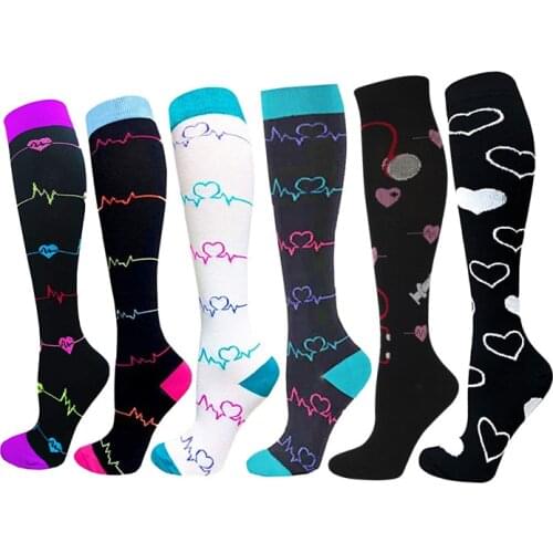 Compression Socks Varicose Veins Heart Shaped Socks Best Graduated Athletic 20-30 Mmhg Unisex Outdoor Running Cycling Socks
